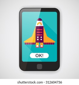 Spaceship flat icon with long shadow,eps10