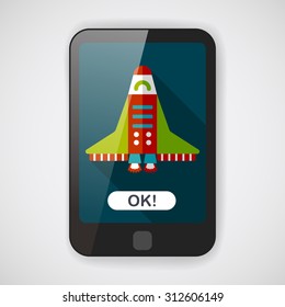 Spaceship flat icon with long shadow,eps10