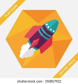 Spaceship flat icon with long shadow,eps10