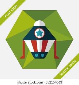 Spaceship flat icon with long shadow,eps10