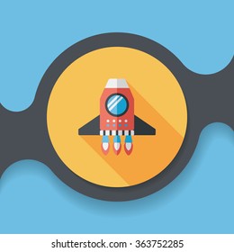 Spaceship flat icon with long shadow,eps10