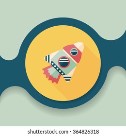 Spaceship flat icon with long shadow,eps10