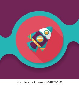 Spaceship flat icon with long shadow,eps10