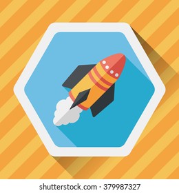 Spaceship flat icon with long shadow,eps10