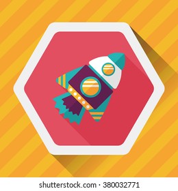 Spaceship flat icon with long shadow,eps10