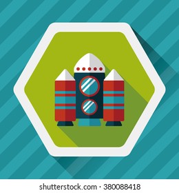Spaceship flat icon with long shadow,eps10