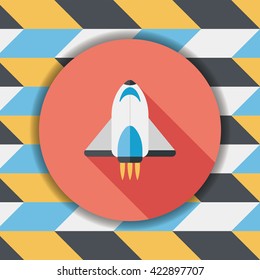 Spaceship flat icon with long shadow,eps10