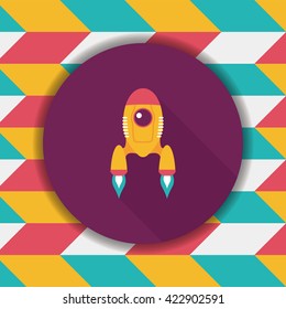 Spaceship flat icon with long shadow,eps10