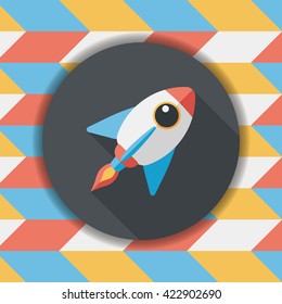 Spaceship flat icon with long shadow,eps10