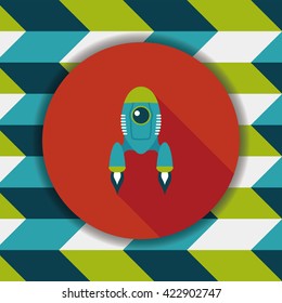 Spaceship flat icon with long shadow,eps10