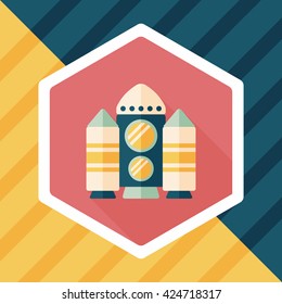 Spaceship flat icon with long shadow,eps10