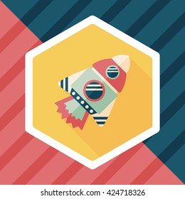 Spaceship flat icon with long shadow,eps10