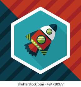 Spaceship flat icon with long shadow,eps10