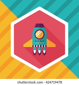Spaceship flat icon with long shadow,eps10