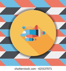 Spaceship flat icon with long shadow,eps10