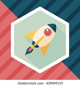 Spaceship flat icon with long shadow,eps10