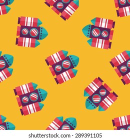 Spaceship flat icon,eps10 seamless pattern background