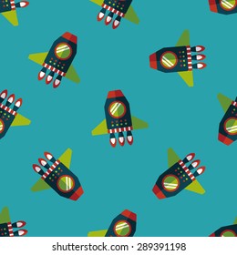 Spaceship flat icon,eps10 seamless pattern background