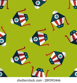 Spaceship flat icon,eps10 seamless pattern background