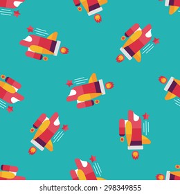Spaceship flat icon,eps10 seamless pattern background