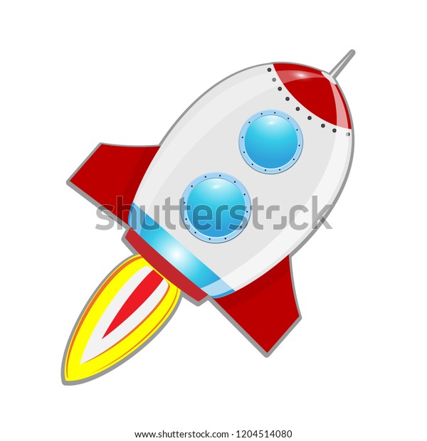 Spaceship Flies Sky Cartoon Rocket Space Stock Vector Royalty Free