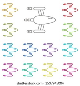 Spaceship, fly, space multi color icon. Simple thin line, outline vector of space icons for ui and ux, website or mobile application