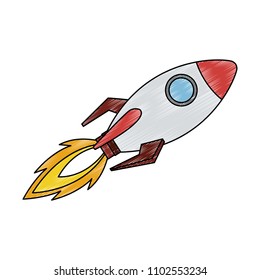 Spaceship flying cartoon scribble