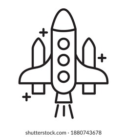 spaceship flying line style icon vector illustration design
