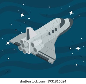 spaceship flying in the space
