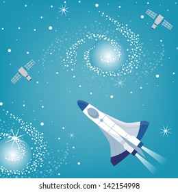spaceship flying through the universe