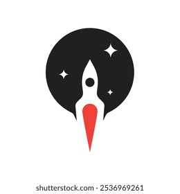 spaceship flying at turbo speed at night logo vector