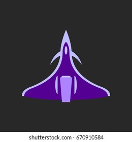 Spaceship futuristic symbol simple flat icon on background
