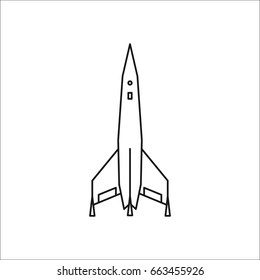 Spaceship futuristic symbol simple line icon on background