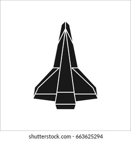 Spaceship futuristic symbol simple silhouette icon on background