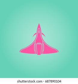 Spaceship futuristic symbol simple silhouette icon on background