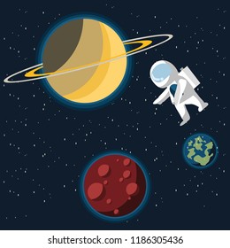 spaceship in galaxy vector illustration 