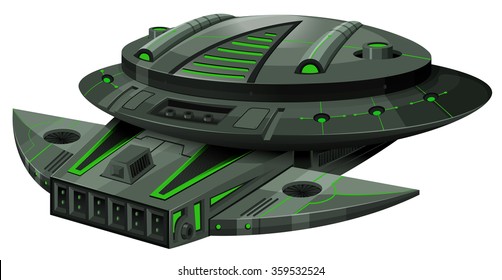 Spaceship with green and black colors illustration