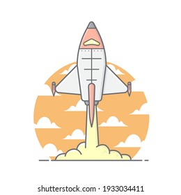 Spaceship hand drawn vector illustration suitable for stickers, t shirt, totebags, hat, and poster design