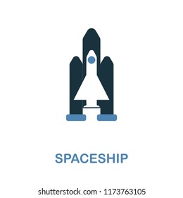 Spaceship icon in 2 color design. Pixel perfect simple pictogram spaceship icon from space collection. UI. Web design, apps, software, print usage.