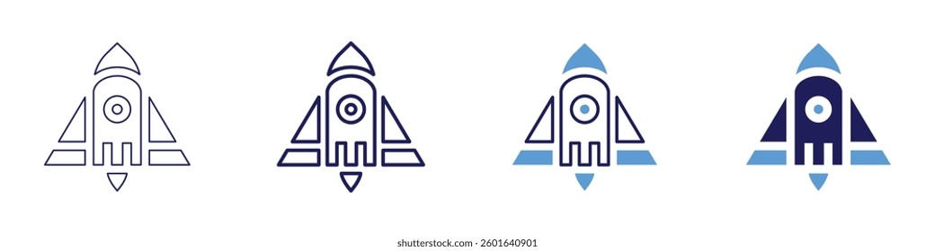 Spaceship icon in 4 different styles. Thin Line, Line, Bold Line, Duotone. Duotone style. Editable stroke.