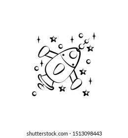 Spaceship icon. Element of space hand drawn icon