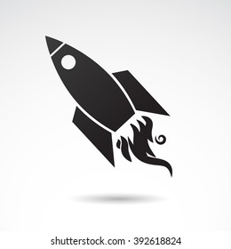 Spaceship icon isolated on white background. Vector art.