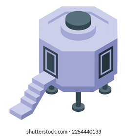 Spaceship icon isometric vector. Space base. Planet universe