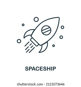 Spaceship icon. Line element from space collection. Linear Spaceship icon sign for web design, infographics and more.
