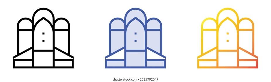 spaceship icon. Linear, Blue Fill and Gradient Style Design Isolated On White Background
