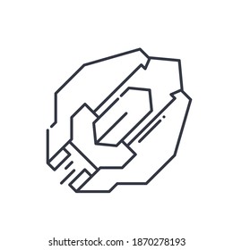 Spaceship icon, linear isolated illustration, thin line vector, web design sign, outline concept symbol with editable stroke on white background.