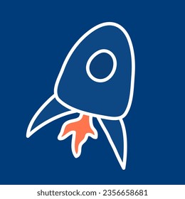 Icono de nave espacial, logotipo para web, móvil, tarjeta, adhesivo, camiseta, bolsa de compra textil y otras prendas de vestir.