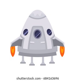 Spaceship icon on flat design. Vector illustration for web banner, web and mobile, infographics.