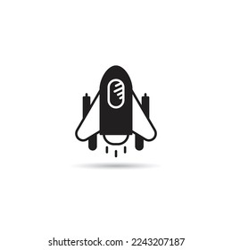 spaceship icon on white background