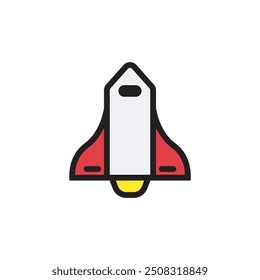 Spaceship icon, rocket icon vector design illustration isolated on white background. 
